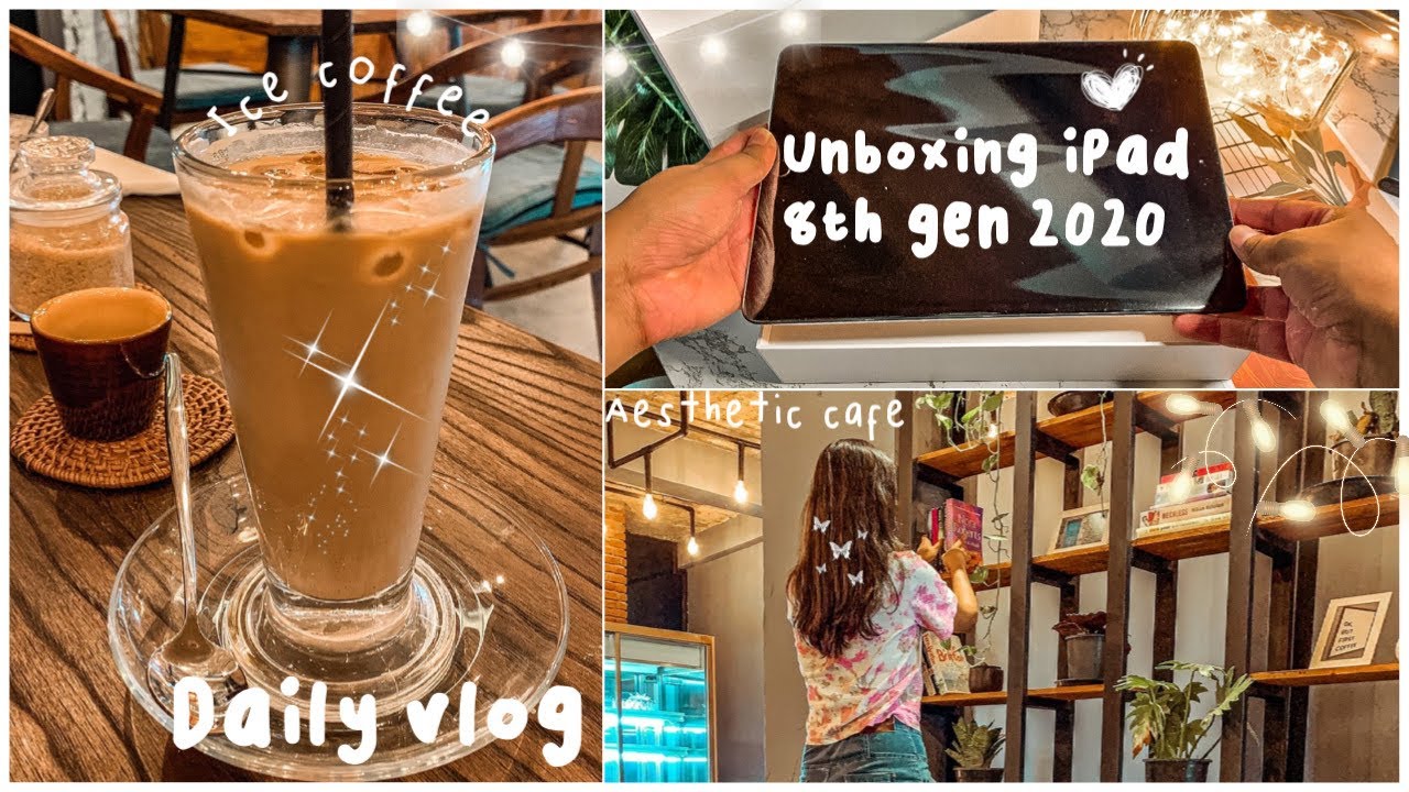 IPad 8th generation 2020 unboxing ASMR 🌝 & an aesthetic cafe Vlog🍃