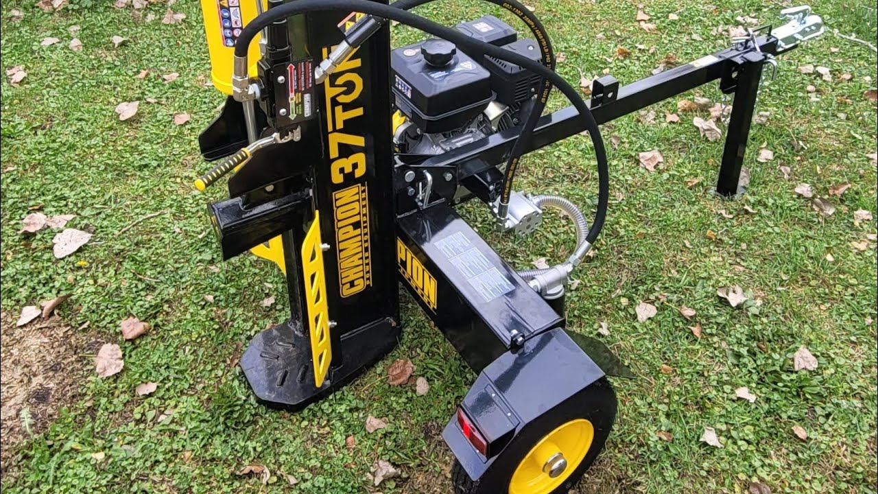 Log splitter Champion 37 to.( spărgător lemne pe benzina 37 tone)!!! Unboxing and first start!!!!
