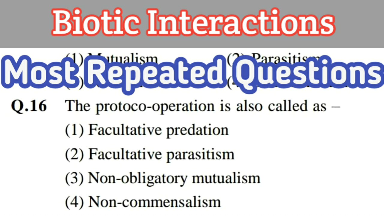 Biotic Interaction in ecosystem || ecology mcq || ecosystem mcq