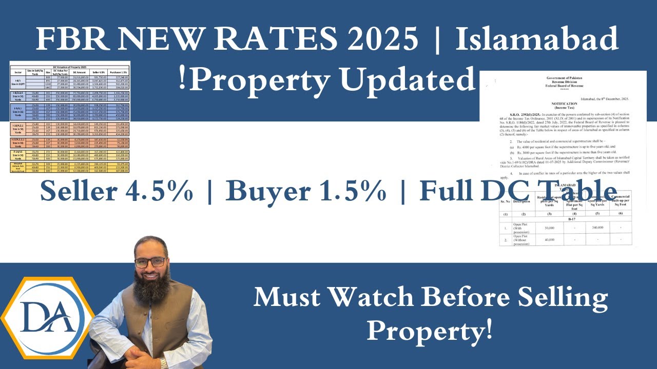 FBR New DC Valuation Rates for Islamabad 2025 &mdash; Complete Sector-wise Tax Table | Dawars Associates
