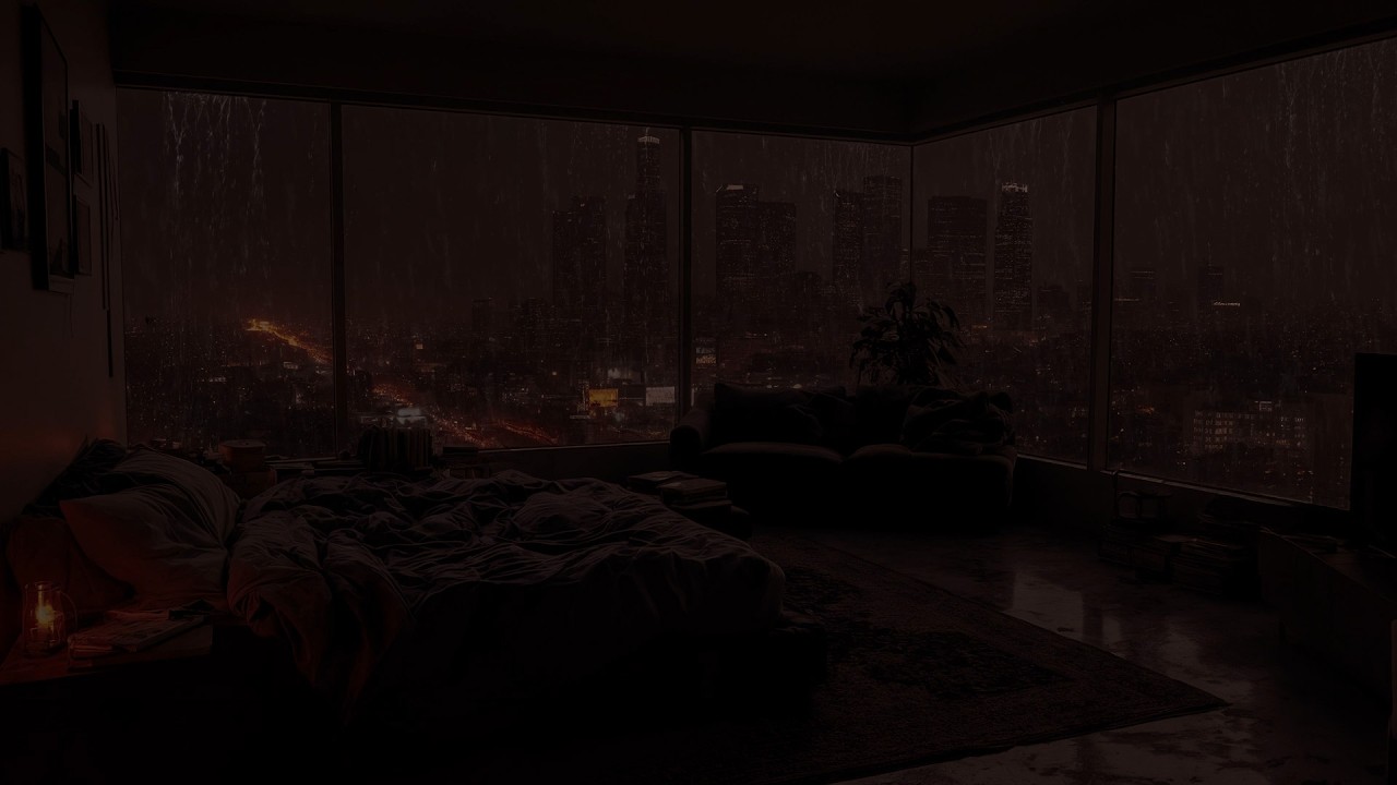 Rainy NYC Penthouse Night 🌧️🌉 Healing Sleep Music for Anxiety & Racing Thoughts • Subconscious Reset