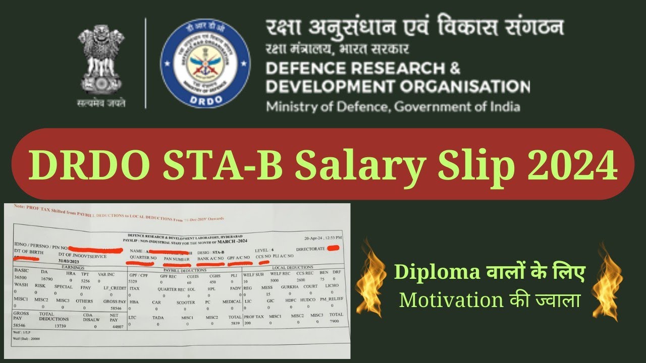 DRDO STA-B Salary Slip 2024, #drdo_je_salary_slip_2024
