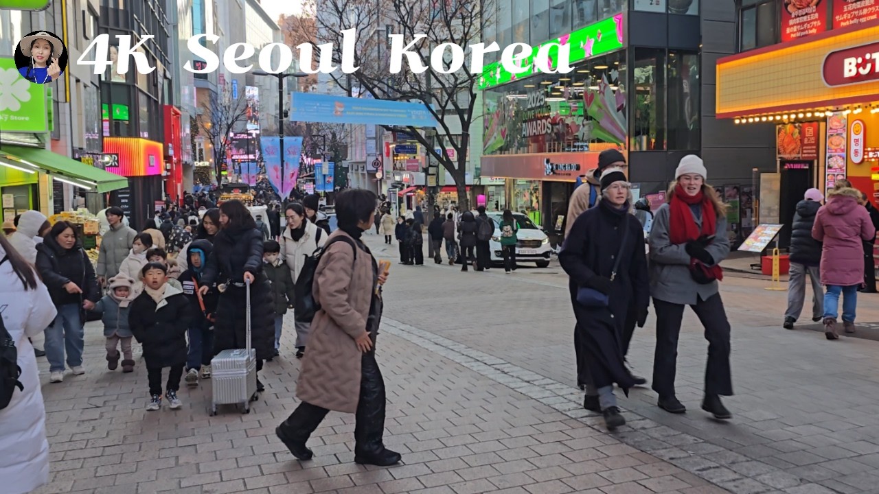 4K Walking Tour – Myeongdong | Lively Christmas Eve in Seoul, Korea