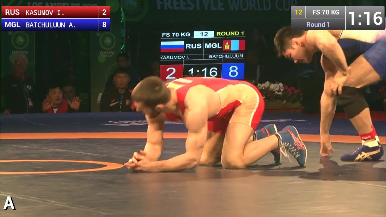 Round 1 FS - 70 kg: Israil KASUMOV (RUS) df. Ankhbayar BATCHULUUN (MGL) by FALL, 8-10