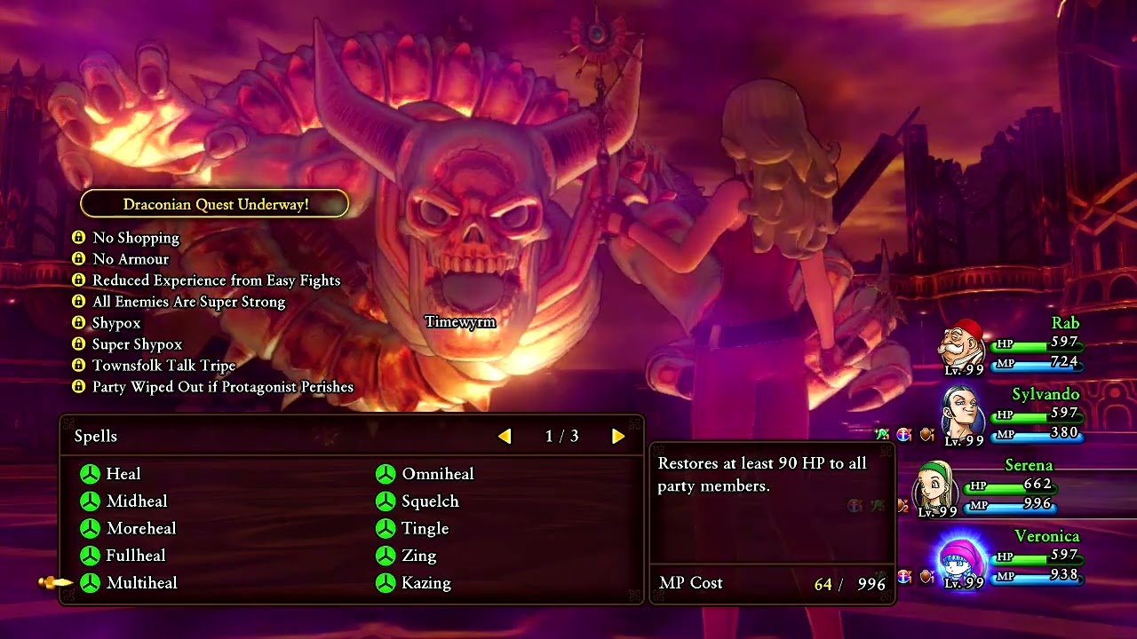 Timewyrm Superboss - Full Draconian, no Yggdragon's Blessing (Dragon Quest XI S)