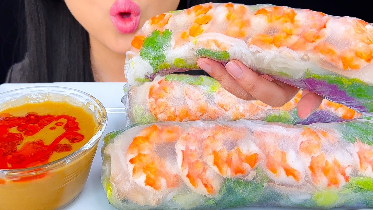 ASMR Giant Shrimp Spring Roll 【Mukbang/Eating Sounds/No Talking】