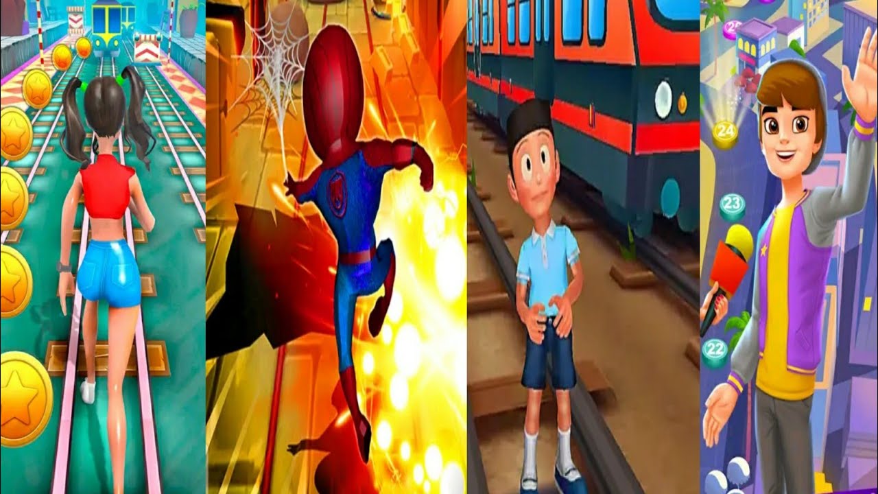 Spider Hero Boy VS Subway escape casual surfers VS Subway Runner Surfer VS Hollywood Run Gameplay