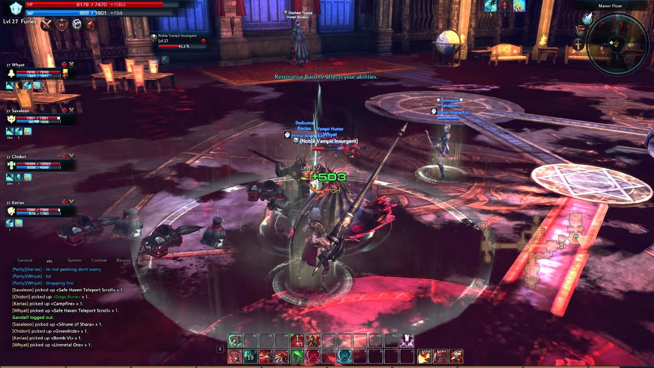 TERA Gameplay: Level 26 Dungeon, Sinestral Manor/Vampire Mansion (Lancer PoV)