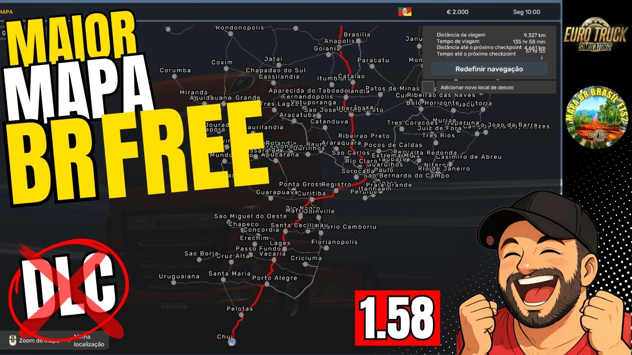 O MELHOR MAPA BRASILEIRO para ETS2 1.58 – BAIXE E INSTALE GRÁTIS!