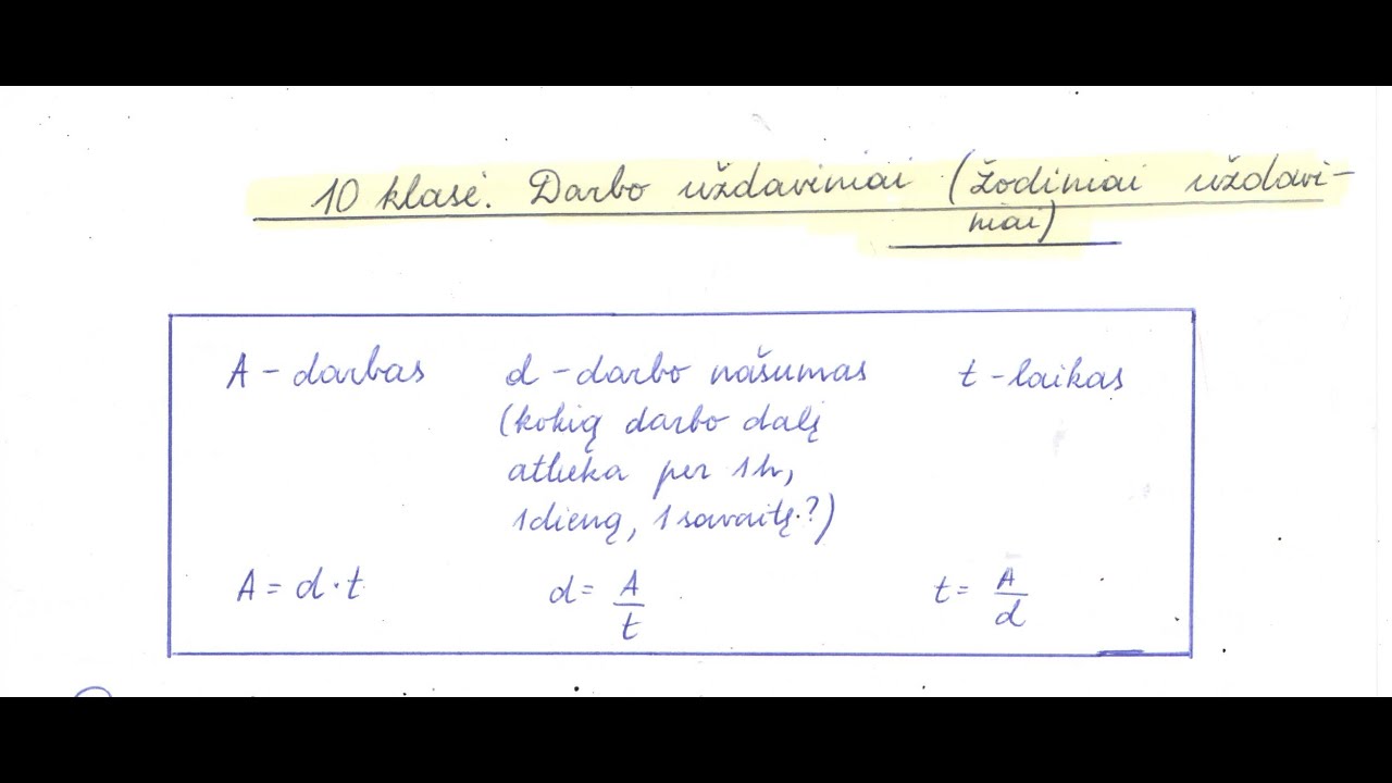 10 klasė. Darbo uždaviniai