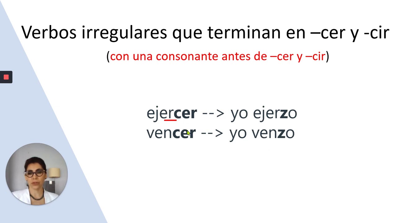 Verbos irregulares que terminan en  cer y  cir