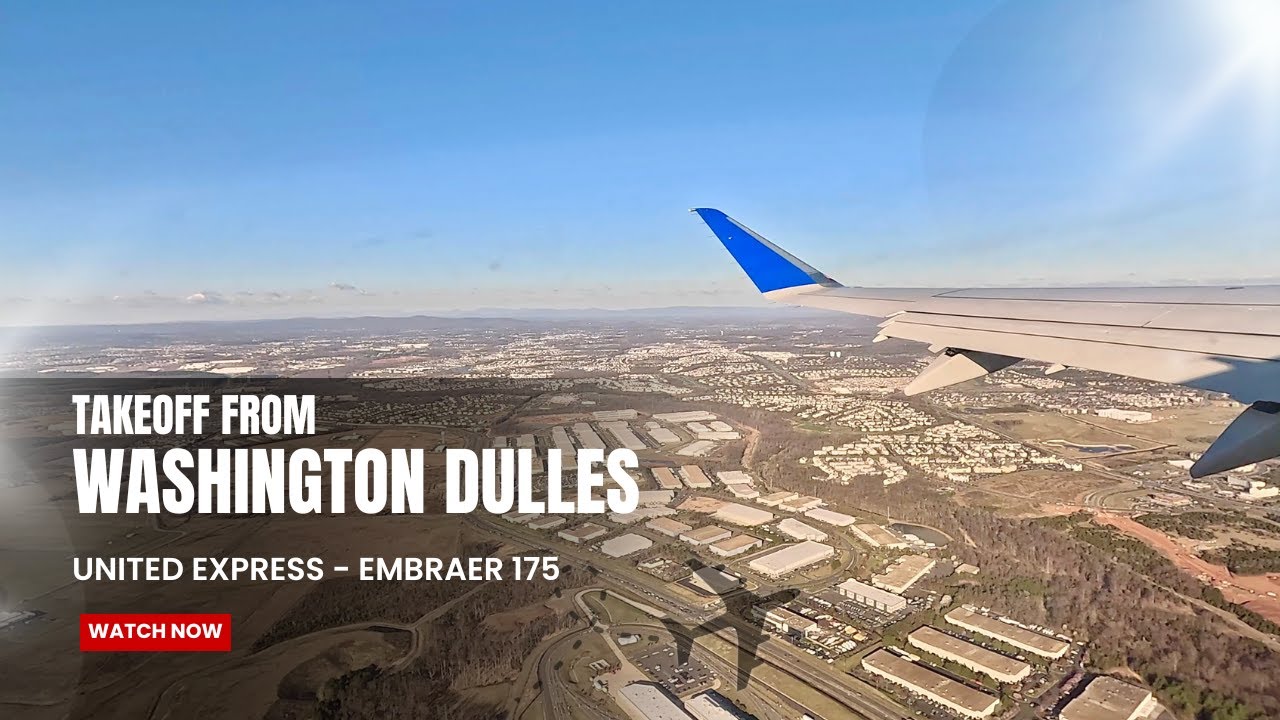 Takeoff Washington D.C. (IAD) | United Express Embraer175 🛫