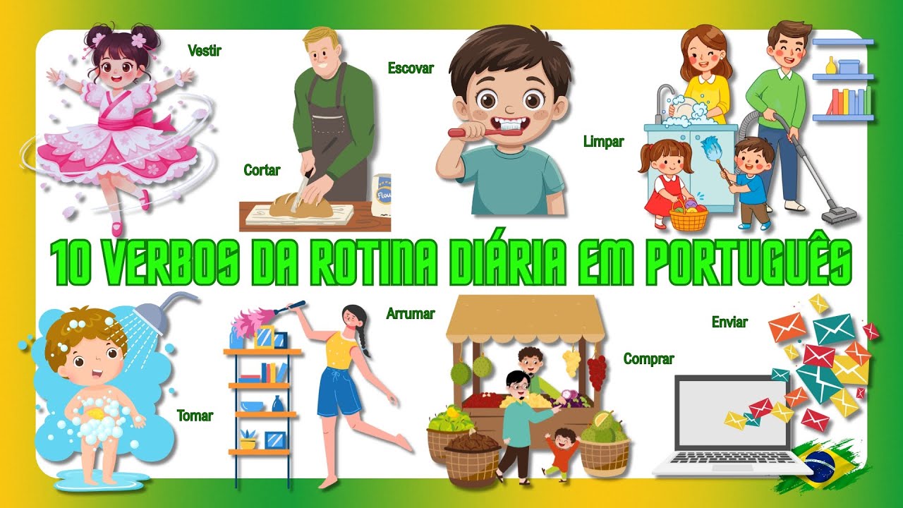 10 Verbos da Rotina Diária em Português | Daily Routine Verbs
