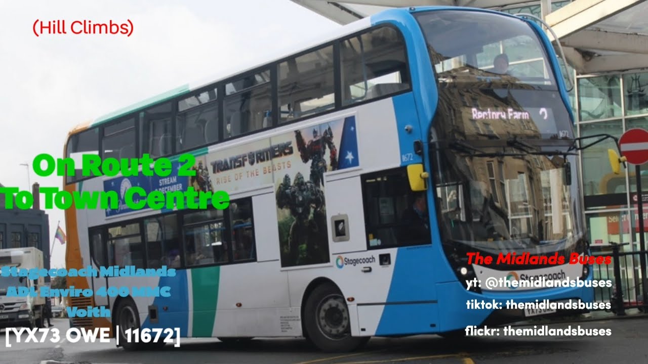 [Hill Climbs] Stagecoach Midlands ADL Enviro 400 MMC Voith (YX73 OWE | 11672)