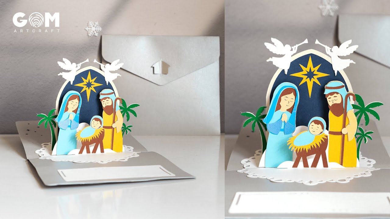 How to make Nativity Scene Pop-up Card 3 - DIY Christmas Card #pop_up_card #christmas