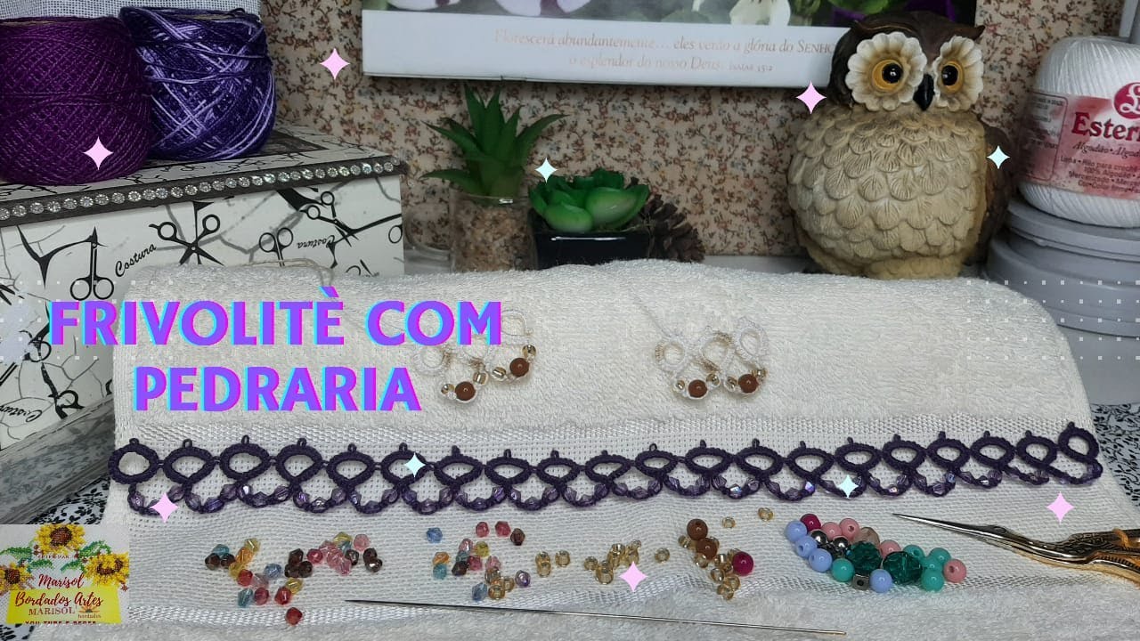 Renda em Frivolitè de Agulha com Pedraria #pedraria #bordadocompedraria  ( dicas de pedras )