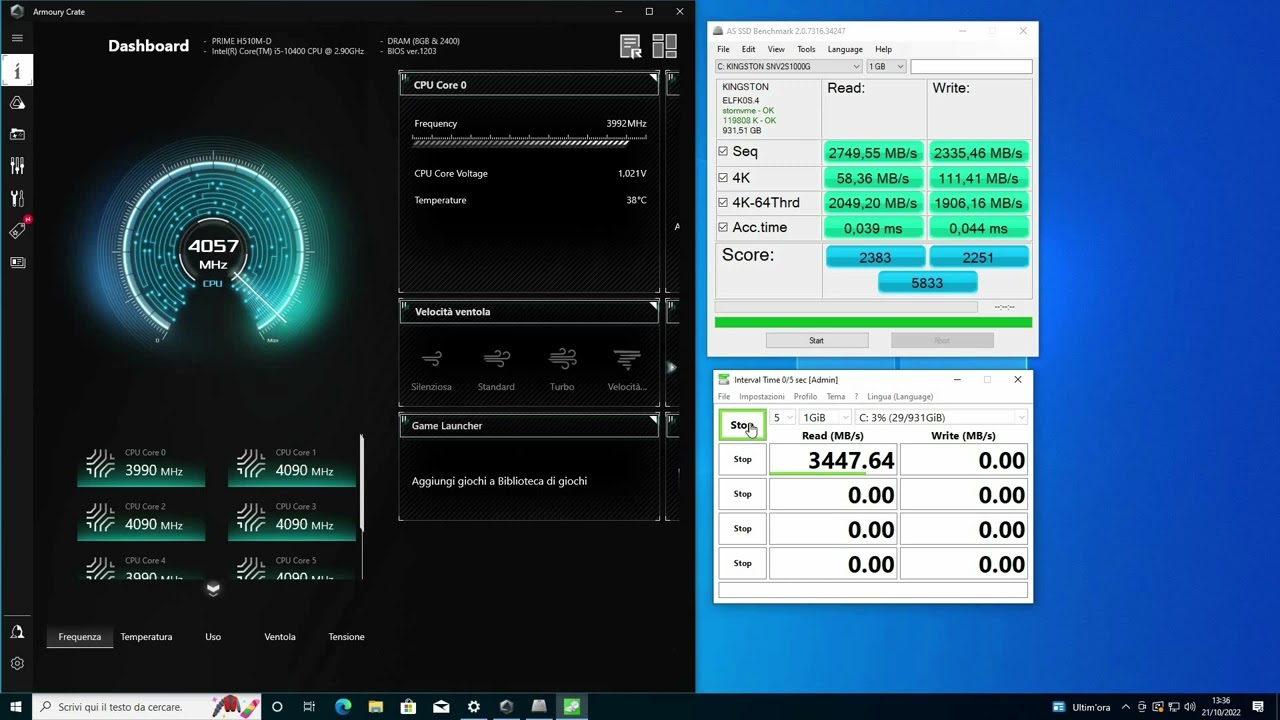 Benchmark SSD NVME Kingston NV2 PCIE 4.0 da 1TB