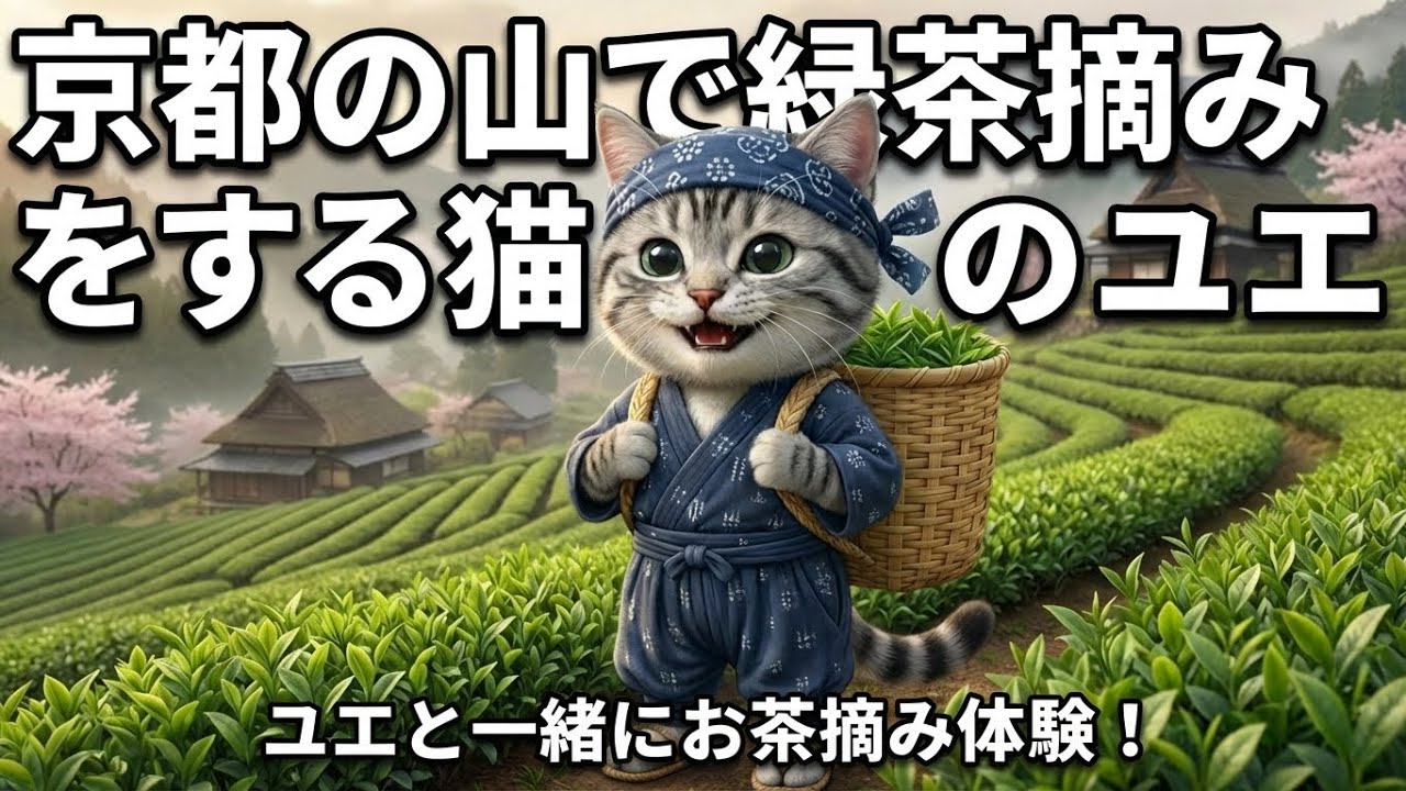 新緑いっぱい!!京都の山で抹茶摘み体験!!ねこの一日に密着🐱🍃