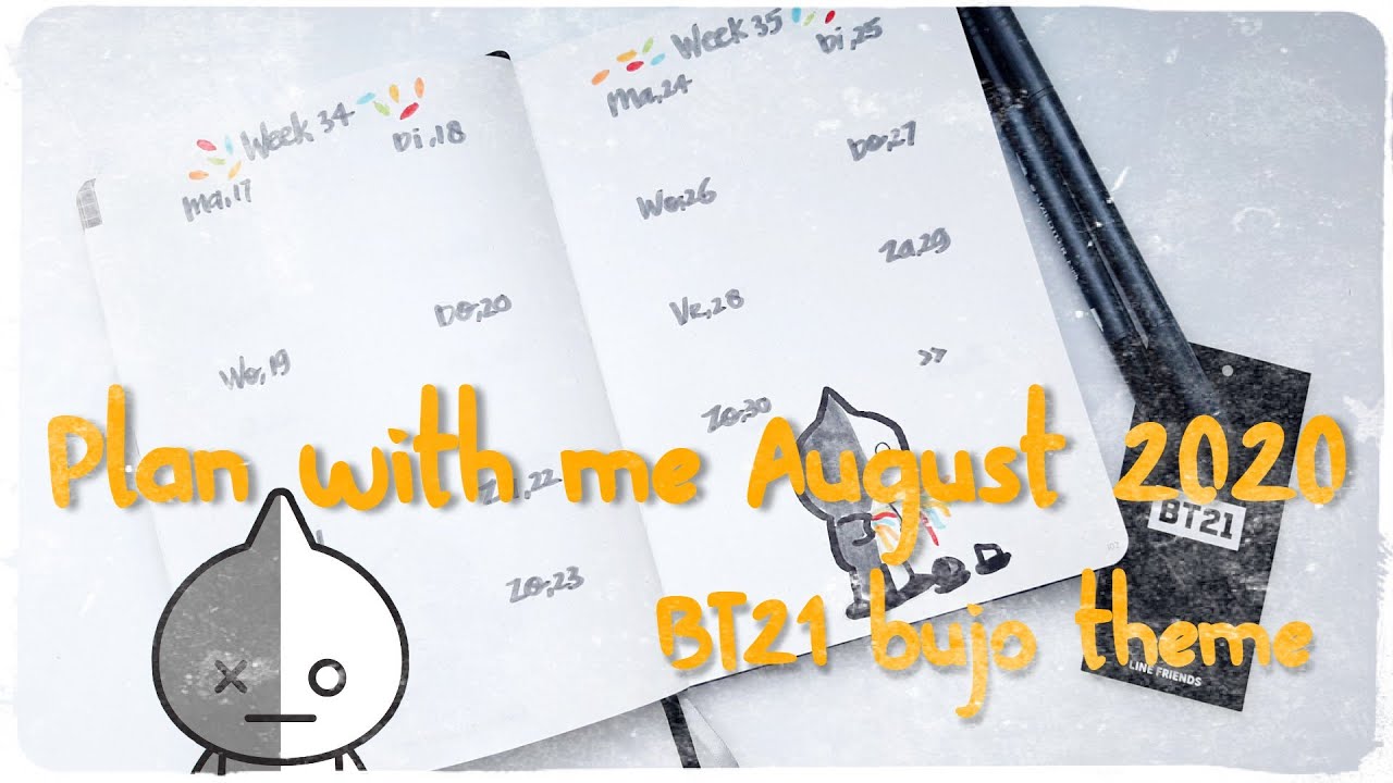 Plan with me | August 2020 Bullet journal setup | BT21 Theme | ThisizReneesworld
