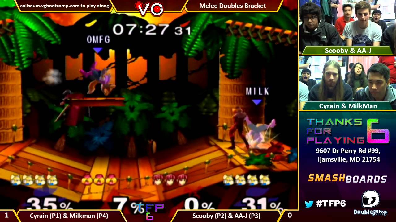 TFP6 - Scooby & AA-J Vs. Cyrain & Milkman - SSBM Doubles - Smash Melee