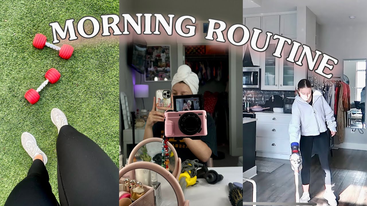 my morning routine & grwm for the day!!🌅🧹🫧
