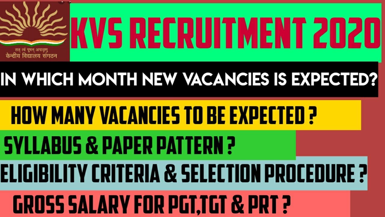 KVS 2020 PGT/TGT/PRT Recruitment: Exam Date, Eligibility Criteria, Vacancies & Salary structure