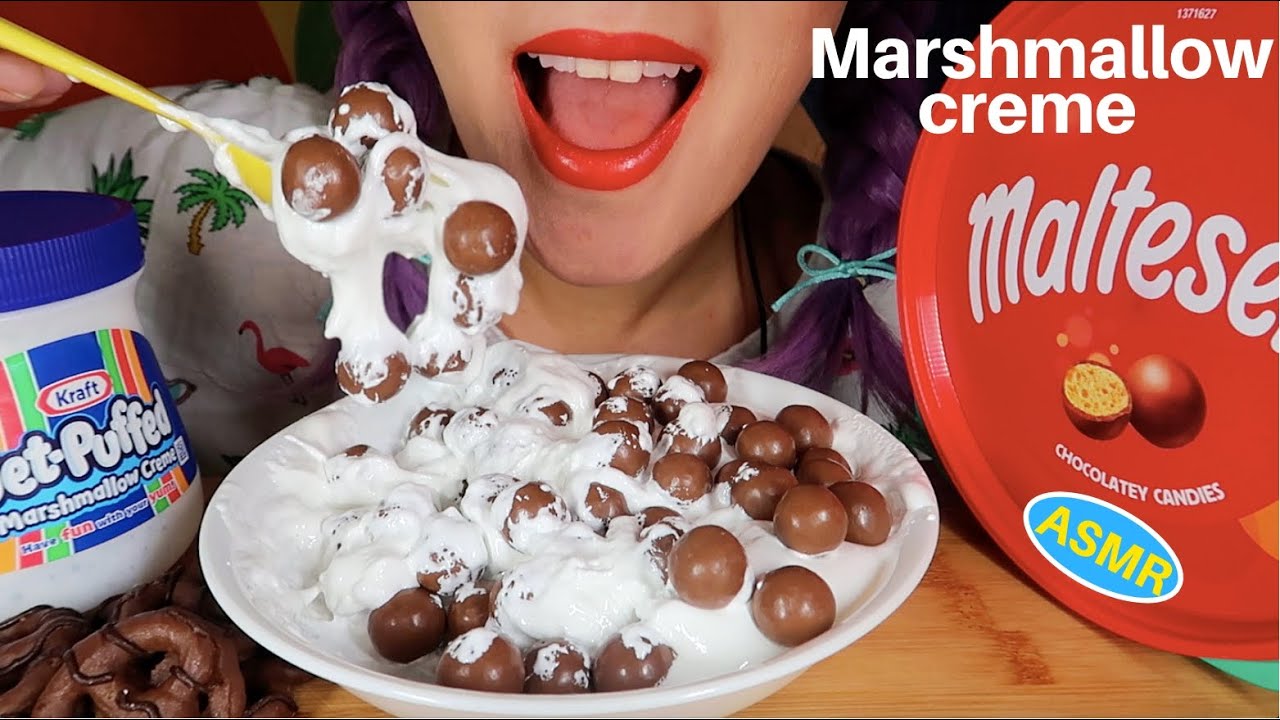 ASMR MALTESERS +MARSHMALLOW CREME MUKBANG |몰티저스+마시멜로우 크림 리얼사운드 먹방|CURIE.ASMR