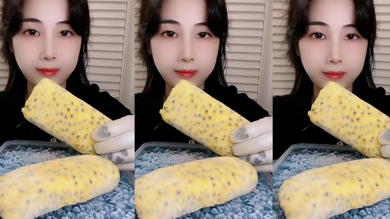 ASMR ICE EATING WHITH MATCHA + MILK POWDER + PASSION FRUIT #eatingice #mukbangiceeating