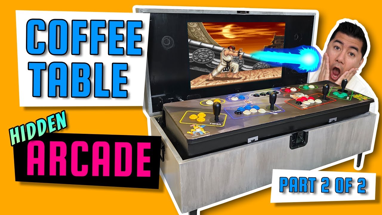 DIY Coffee Table with Hidden 4-Player Arcade Machine. (Part 2 of 2)