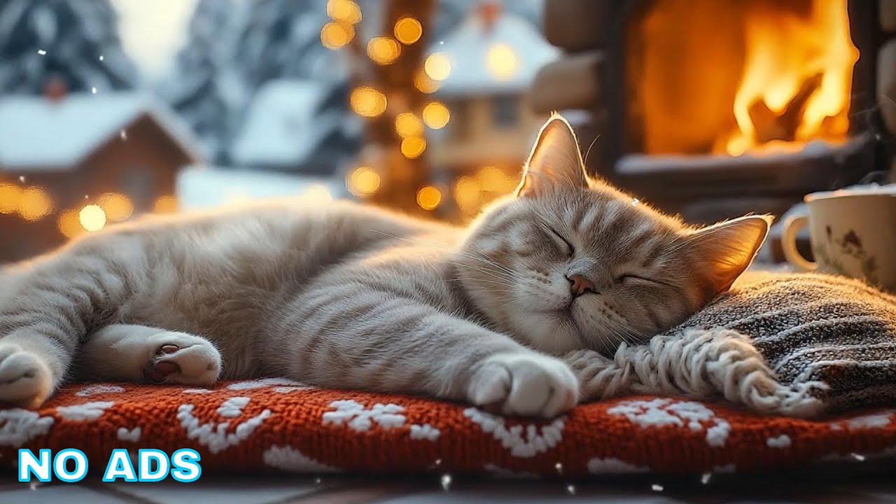 Cat Relaxing Music 💤 Cat Piano Music - Fireplace Style Sounds Comforting Cat Stress