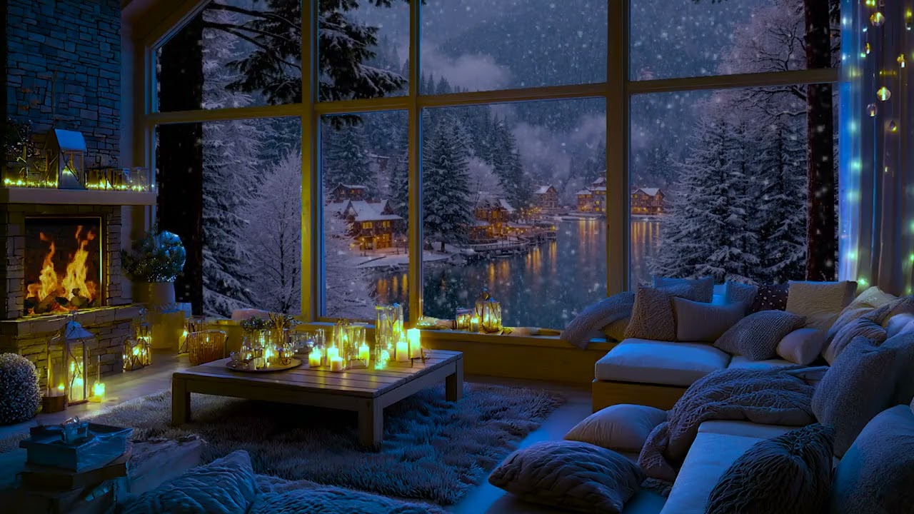 Snow Jazz Music for Relax & Sleep ❄️ Peaceful Snowy European Village Winter Ambience