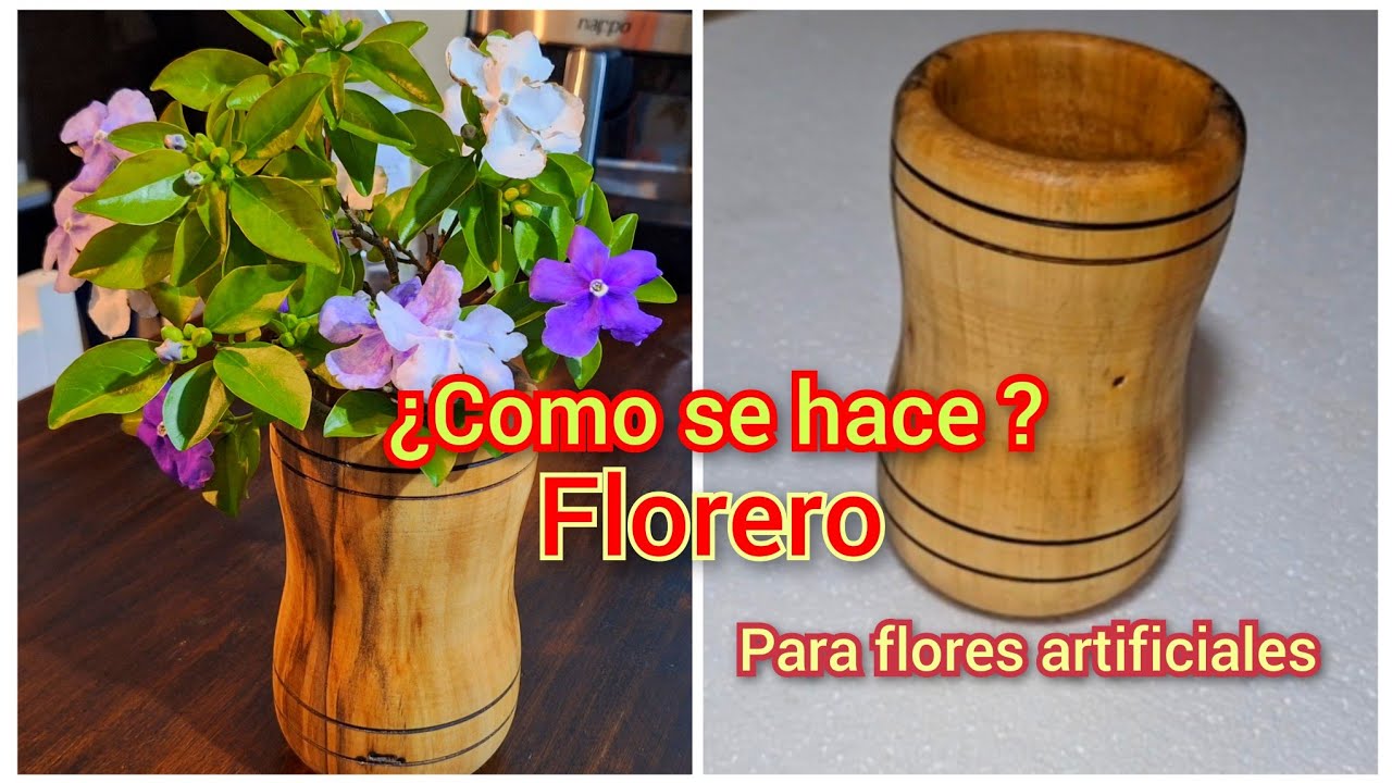 Torno en madera baseado florero proceso de fabricación