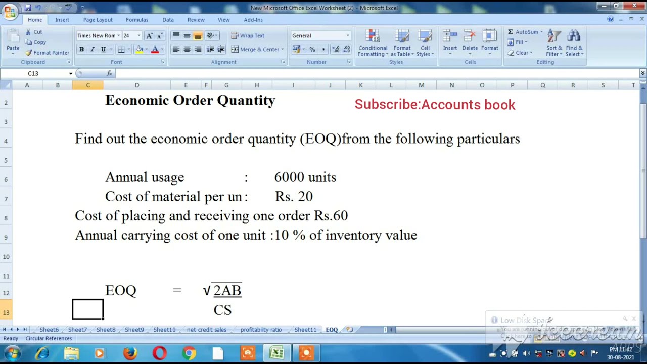 Economic Order Quantity- EOQ-cost and Management Accounting- Explain in Tamil