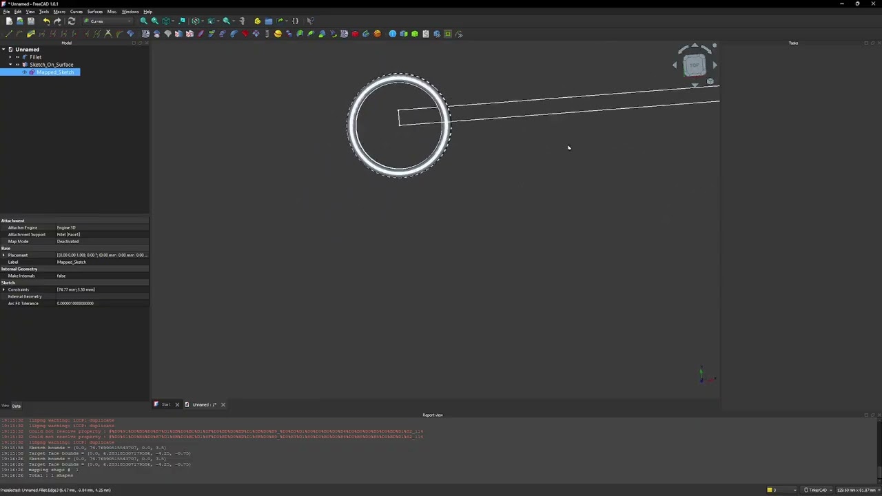 Curved Surface Text Embossing FreeCAD 1.0.1