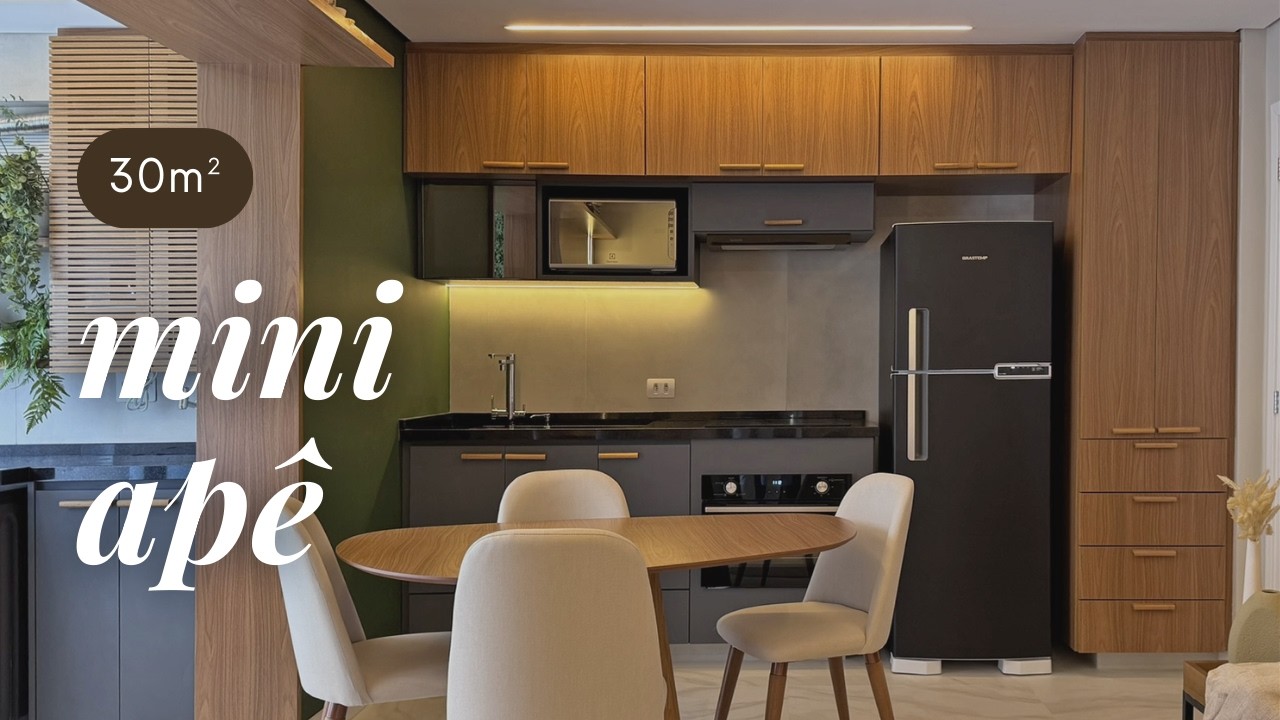 TOUR APARTAMENTO PEQUENO 30 m2 - CORES DA NATUREZA E ESPAÇOS BEM APROVEITADOS - REFORMA COMPLETA