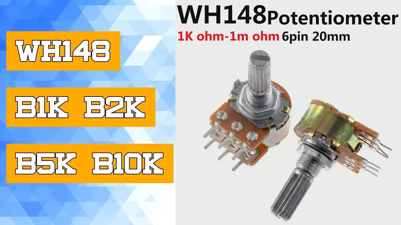 WH148 B1K B2K B5K B10K B20K B50K B100K B500K 6Pin 20mm Amplifier Dual Stereo Potentiometer 1K 2K 5K