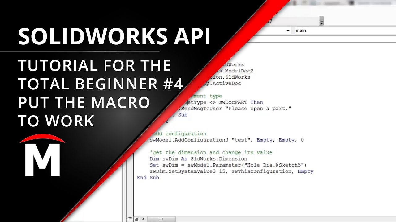 SOLIDWORKS API for the Total Beginner – 4/6 Put the Macro to Work
