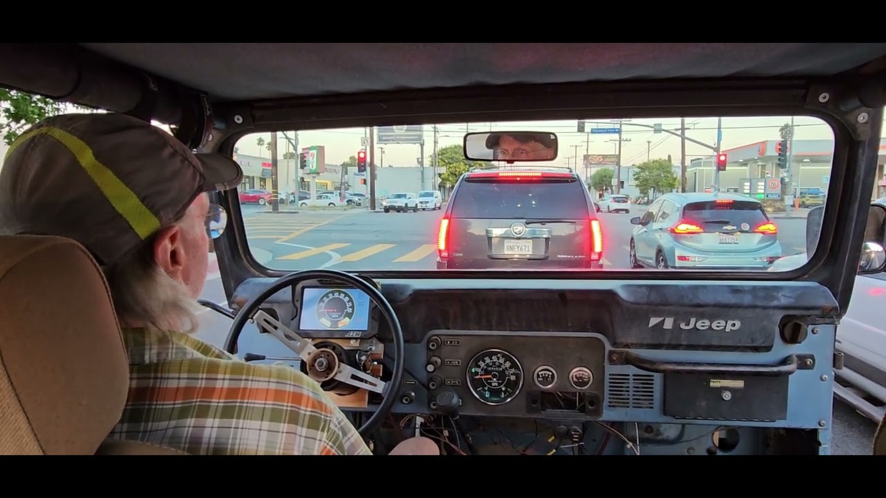 Jeep CJ-7 EV Conversion - Quick trip to the store, showing start to arrival.