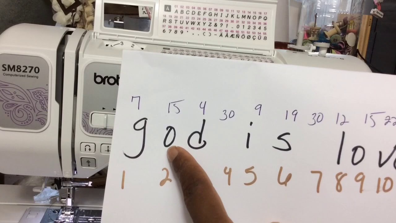 Monogramming with alphanumeric stitches with Brother sewing machine SM8270