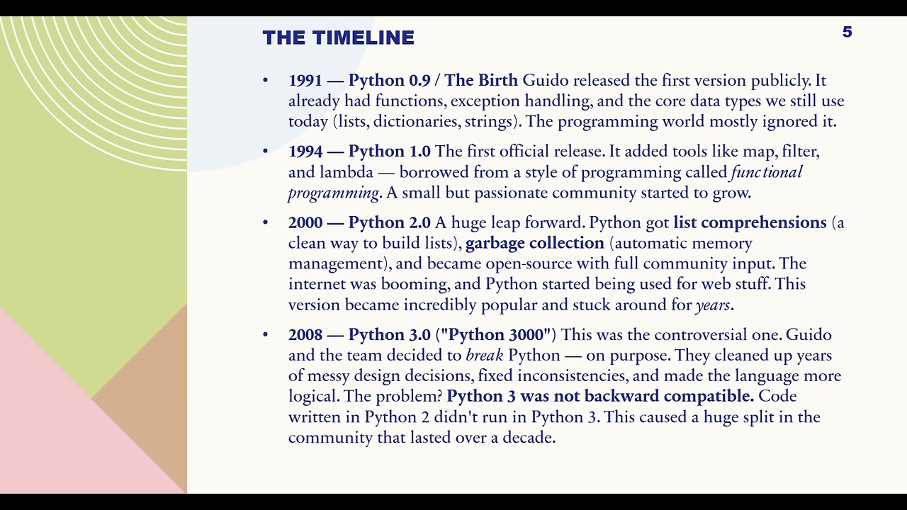 Python programming part-1                                            The history of python
