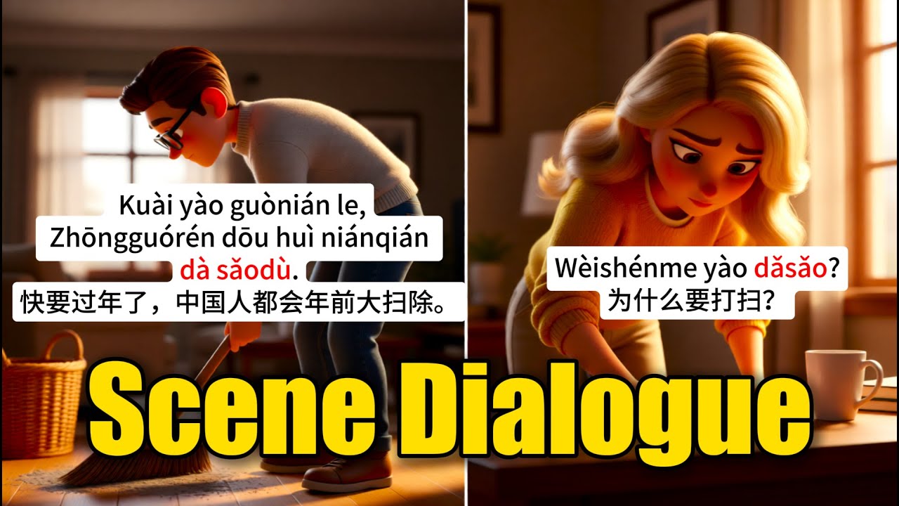 Chinese New Year Cleaning 🧹🇨🇳｜Full Real-Life Chinese Conversation (HSK 1–2)