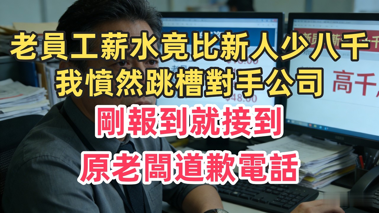 老員工薪水竟比新人少八千！我憤然跳槽對手公司，剛報到就接到原老闆道歉電話