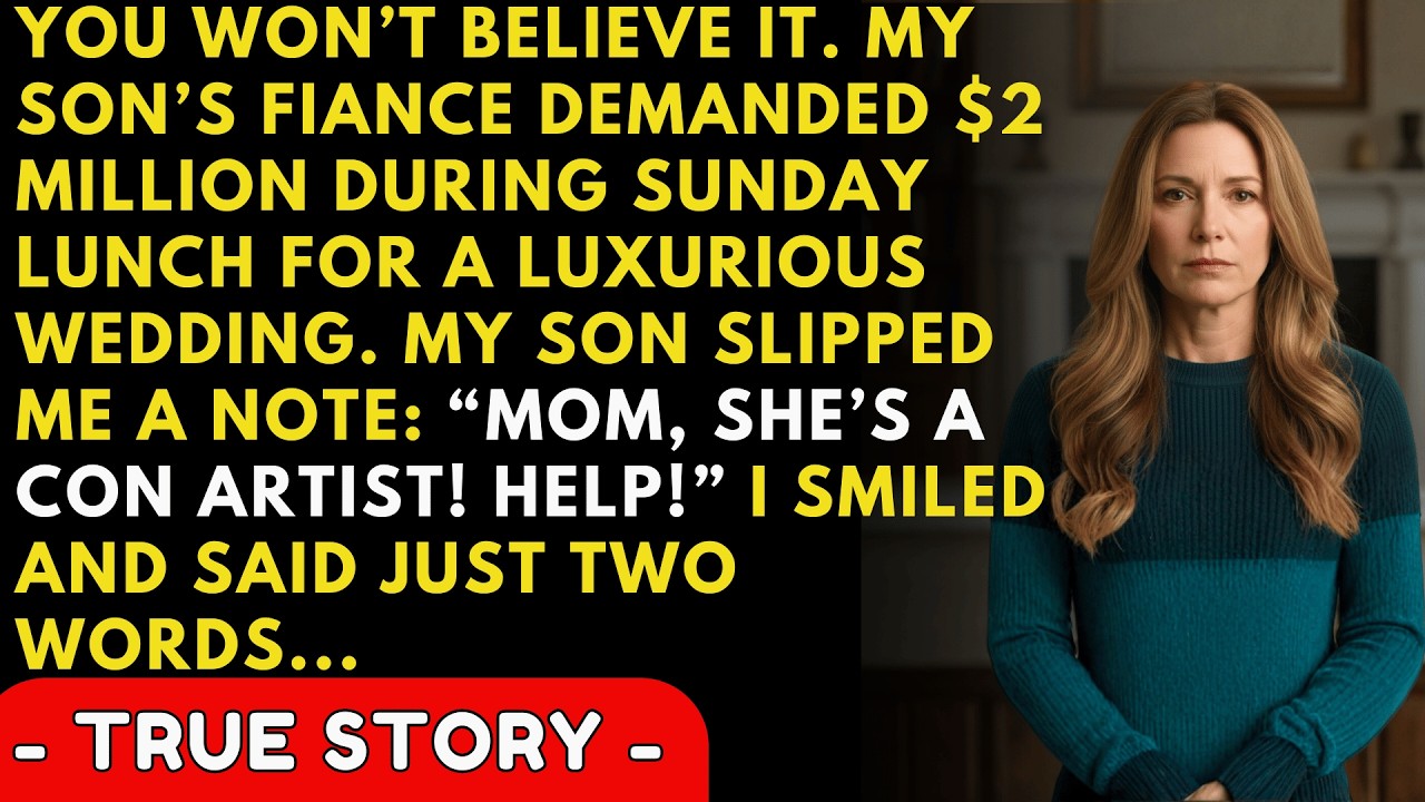 My Son's Fiancée Demanded $2 Million During Sunday Lunch, But My Son Warned Me About It...