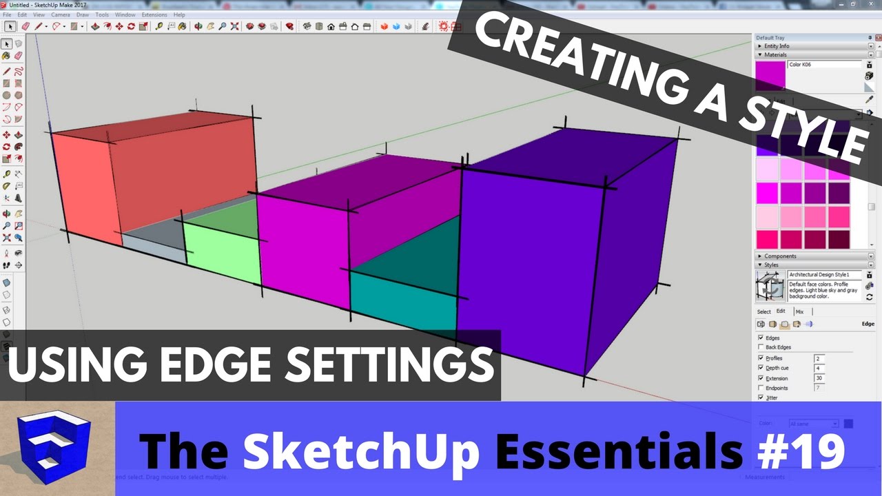Создание пользовательского стиля в SketchUp с помощью настроек краёв — Основы SketchUp #19
