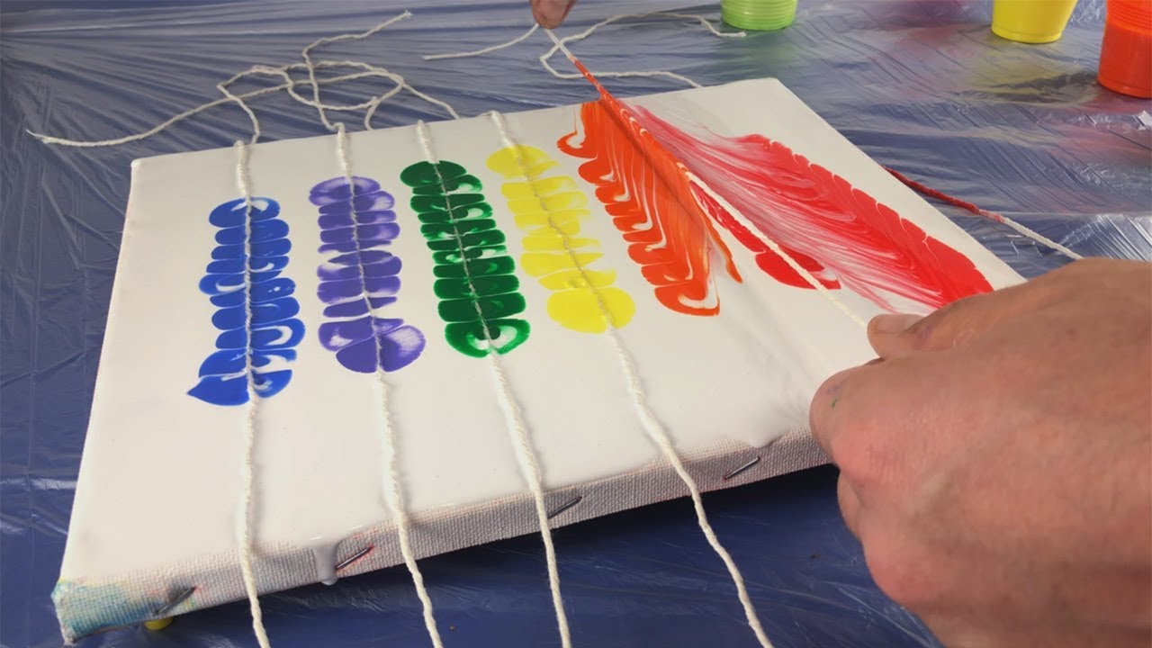 String Pull Acrylic Abstract Painting