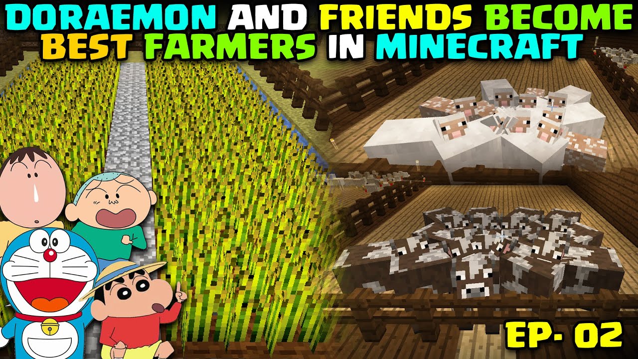Doraemon and friends become farmer in minecraft I shinchan minecraft I doraemon minecraft I granny