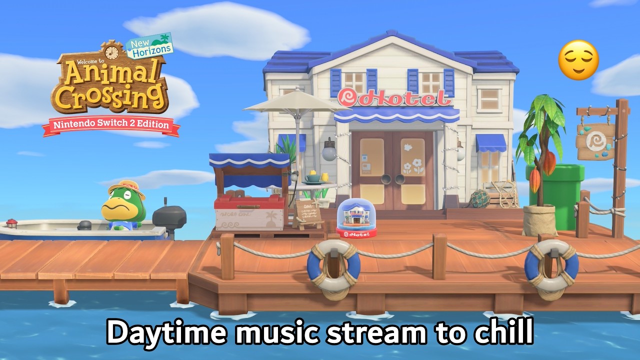 Animal Crossing: New Horizons - Daytime music stream #341 (Music, ocean & rain sounds to chill)