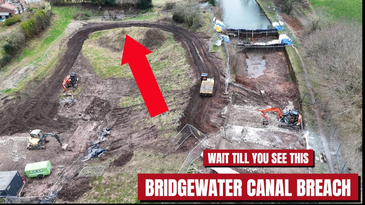 Farmer Is At The BRIDGEWATER CANAL BREACH Doing Something Interesting