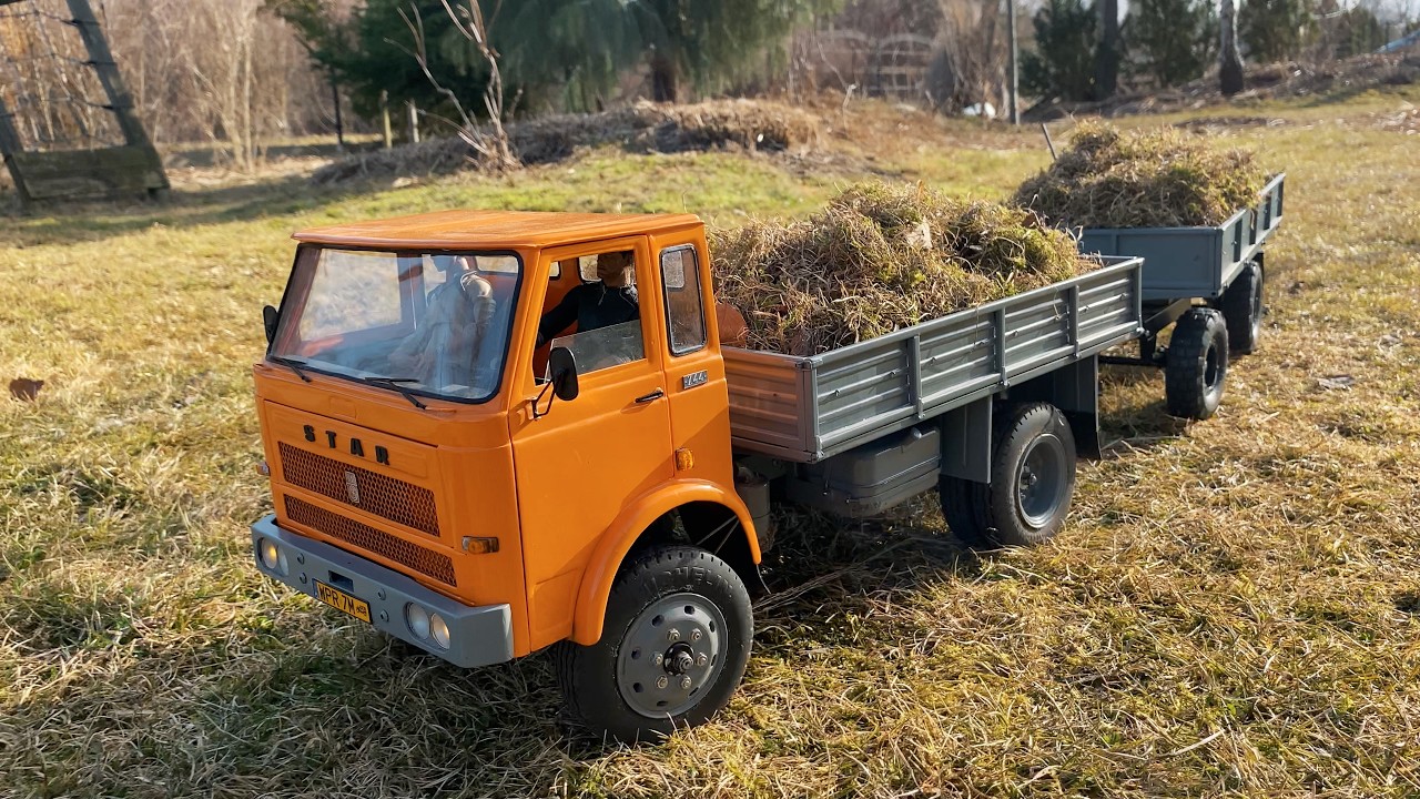 POLSKI RC STAR 244 4x4 | PORZADKI W OGRODZIE - TRAWY TRANSPORTOWE | WZ&Oacute;R 1:10