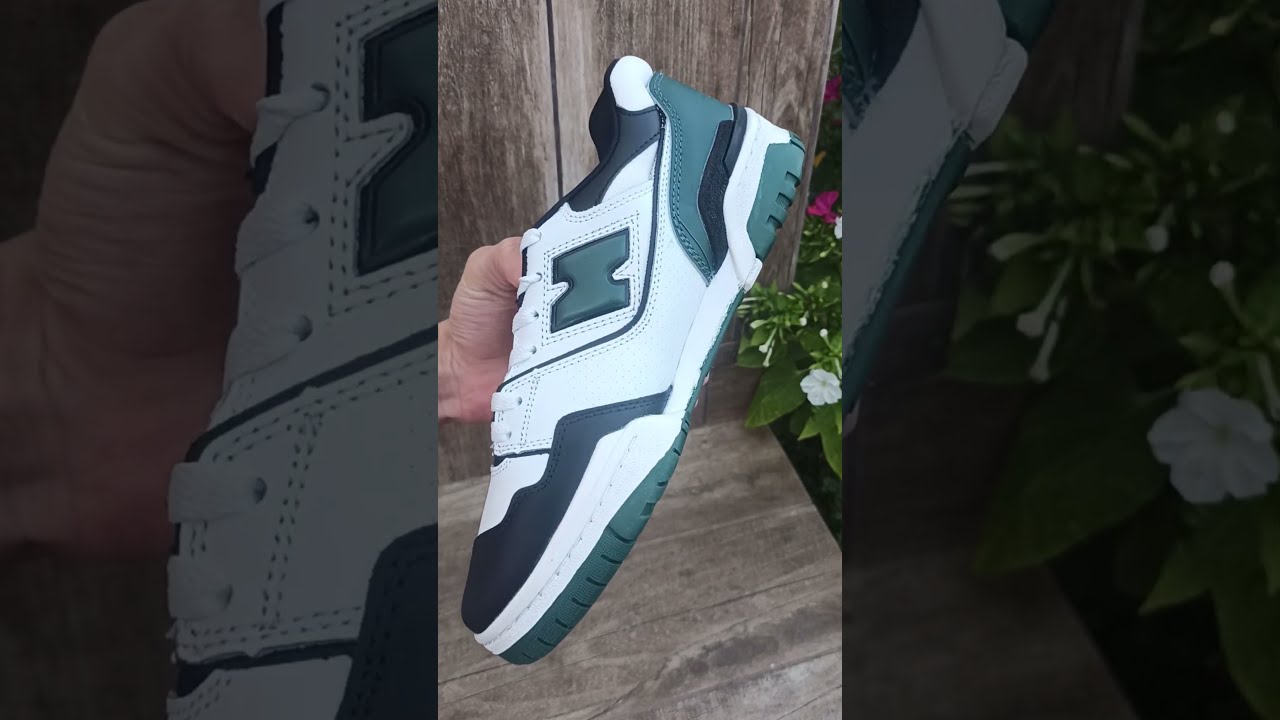 Кроссовки New Balance 550 (белые с зелеными вставками)